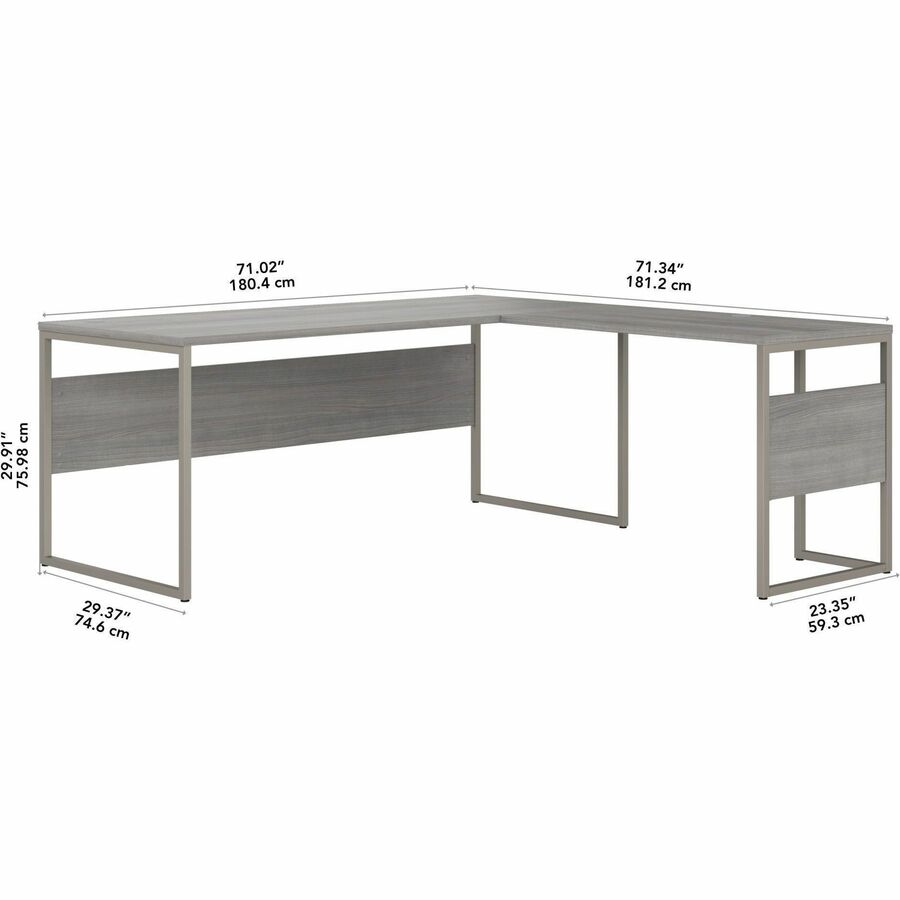 Bush Business Furniture Hybrid Platinum Gray L-Shaped Desk, 29.9" H x 71" W x 71.3" L, 1 Each