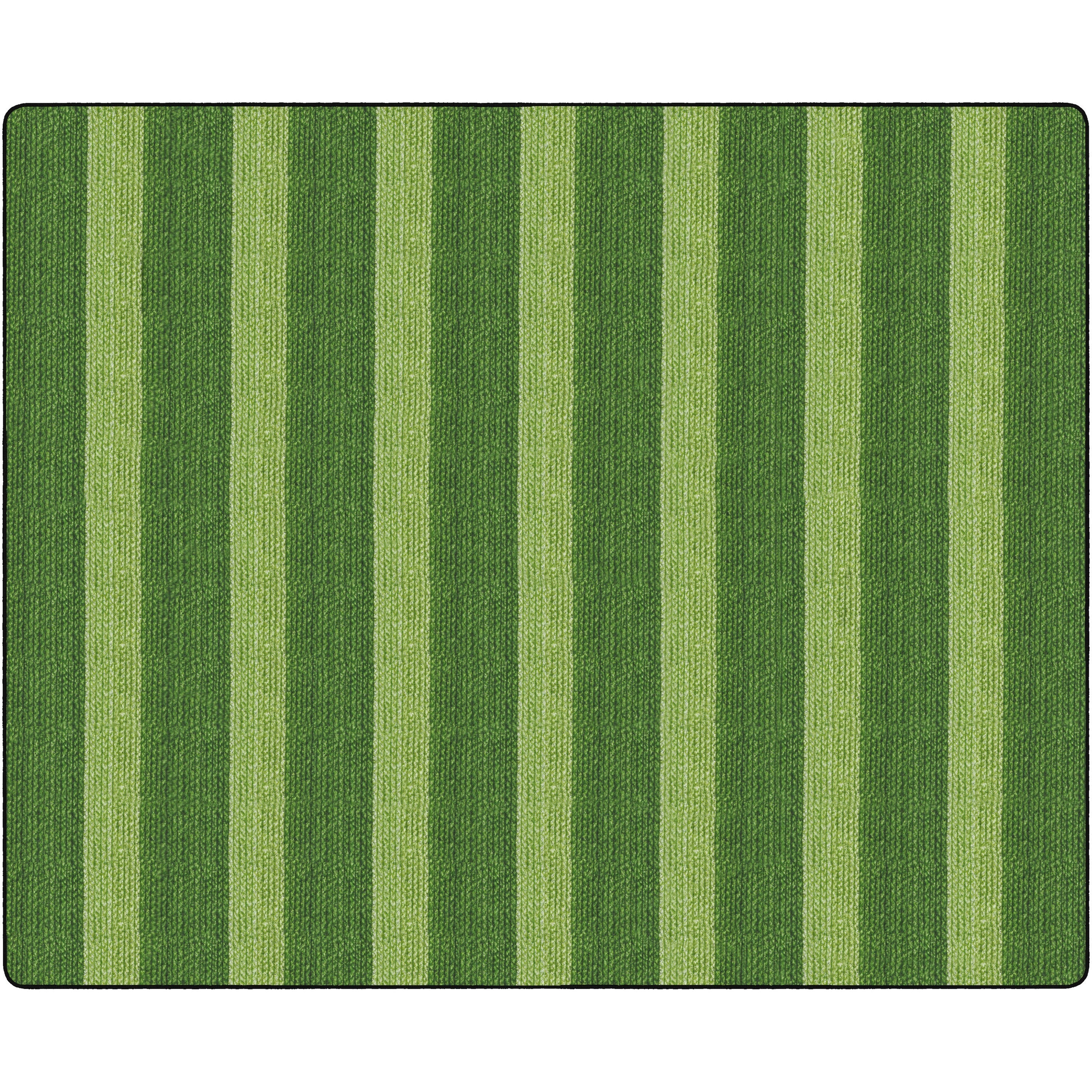 Flagship Carpets Basketweave Stripes Classroom Rug, Rectangle, Green, Nylon, 10.60 ft x 13.20 ft, 1 Each