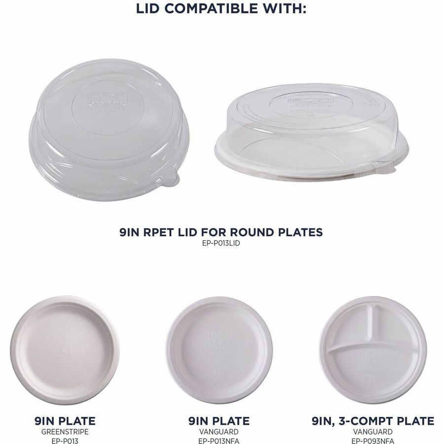Breakroom - Disposable - Microwave Safe - 9" Diameter - White - Sugarcane Fiber Body - 500 / Carton