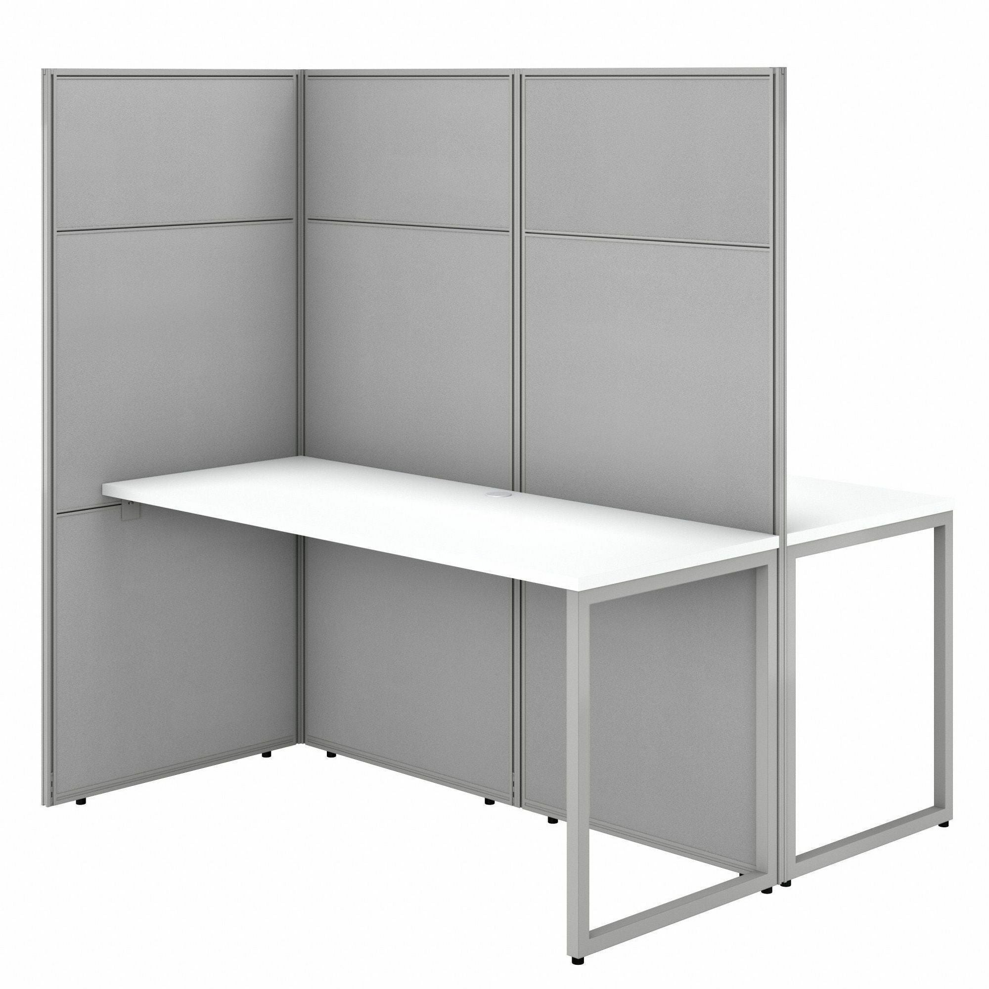 Bush Business Furniture Easy Office 60W 2 Person Cubicle Desk Workstation with 66H Panels, Pure White/Silver Gray, includes 2 desks (60"W x 24"D) and 2 panels (66"H x 60"W), 1 set