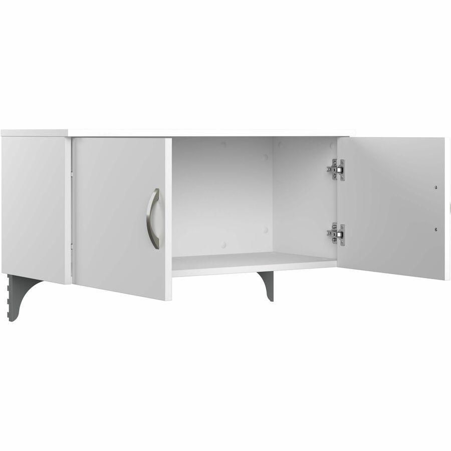 Bush Business Furniture Easy Office 60W Cubicle Desk with 3-Drawer File Cabinet and 66H Closed Panels, Pure White/Silver Gray, 1 Each