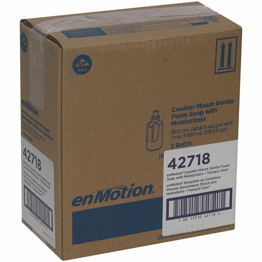enMotion Gentle Foam Soap Refills, Tranquil Aloe Scent, 1.90 Quart Bottles, Green, Moisturizing, Rich Lather, pH Balanced, 2 per Carton