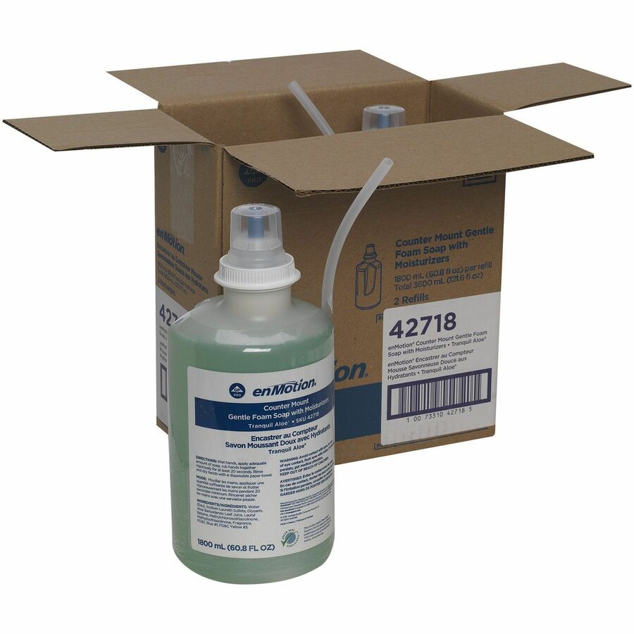 enMotion Gentle Foam Soap Refills, Tranquil Aloe Scent, 1.90 Quart Bottles, Green, Moisturizing, Rich Lather, pH Balanced, 2 per Carton