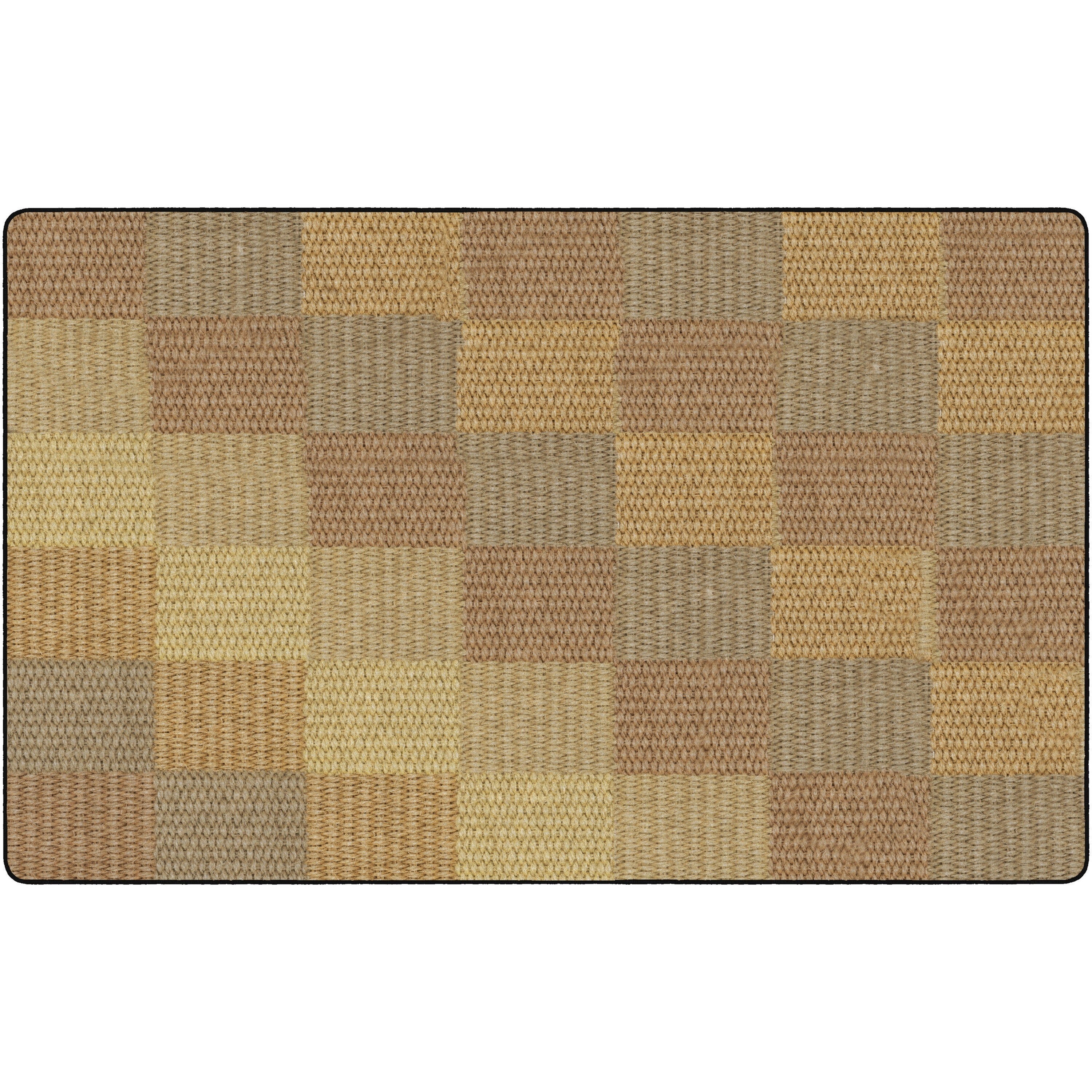 Flagship Carpets Basketweave Blocks Class Rug, Rectangle, 91.20" x 12 ft, Natural Nylon, 1 Each