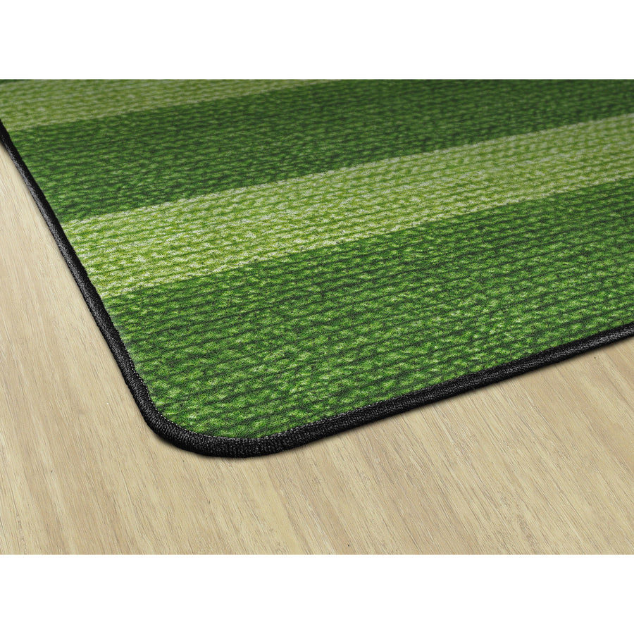 Flagship Carpets Basketweave Stripes Classroom Rug, Rectangle, 91.20" x 12 ft, Green, Nylon, 1 Each