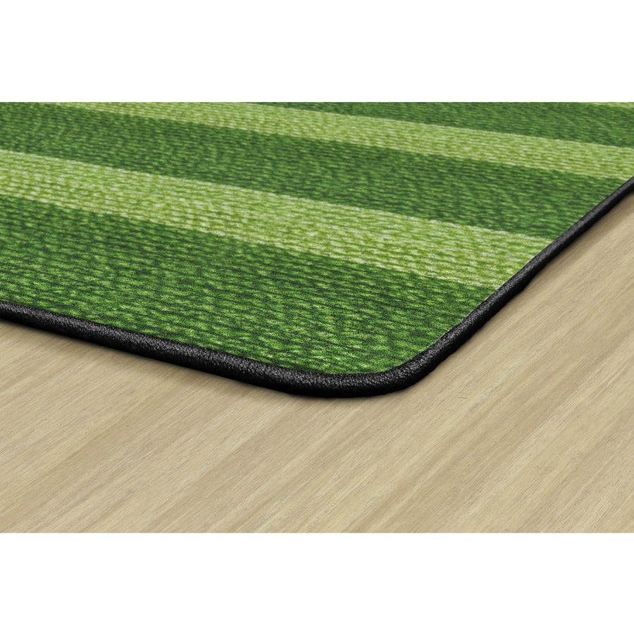 Flagship Carpets Basketweave Stripes Classroom Rug, Rectangle, 91.20" x 12 ft, Green, Nylon, 1 Each