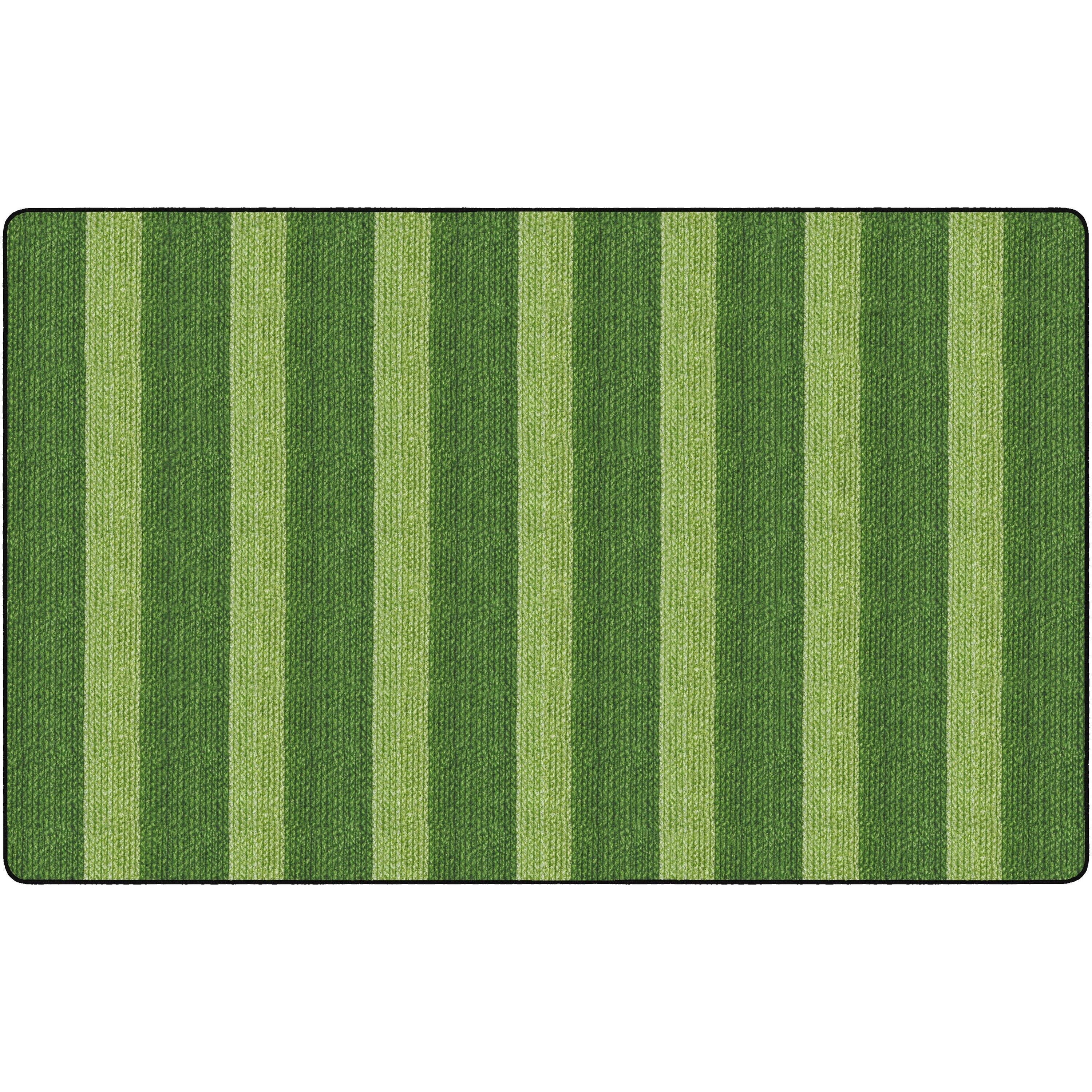 Flagship Carpets Basketweave Stripes Classroom Rug, Rectangle, 91.20" x 12 ft, Green, Nylon, 1 Each