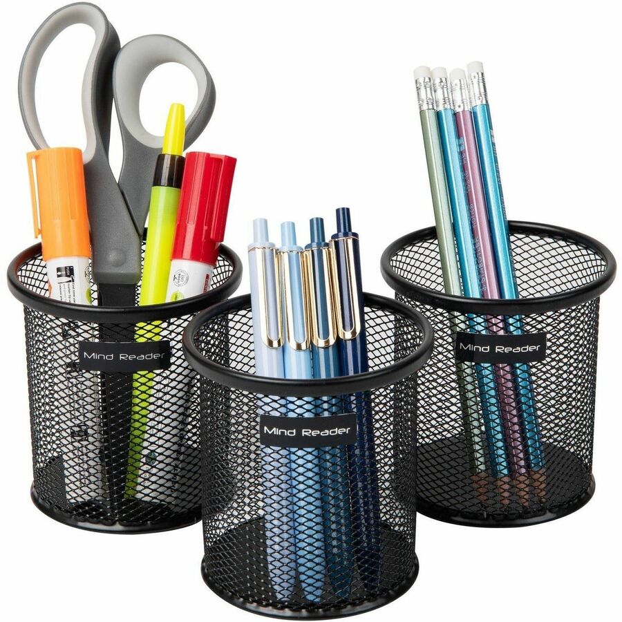 3.8" Height x 3.5" Width - Metal Mesh - Black - Sturdy, Durable, Lightweight, Portable - 3 / Pack