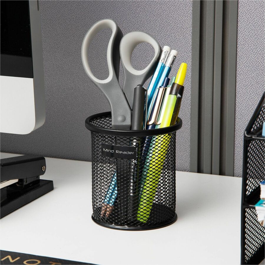 3.8" Height x 3.5" Width - Metal Mesh - Black - Sturdy, Durable, Lightweight, Portable - 3 / Pack