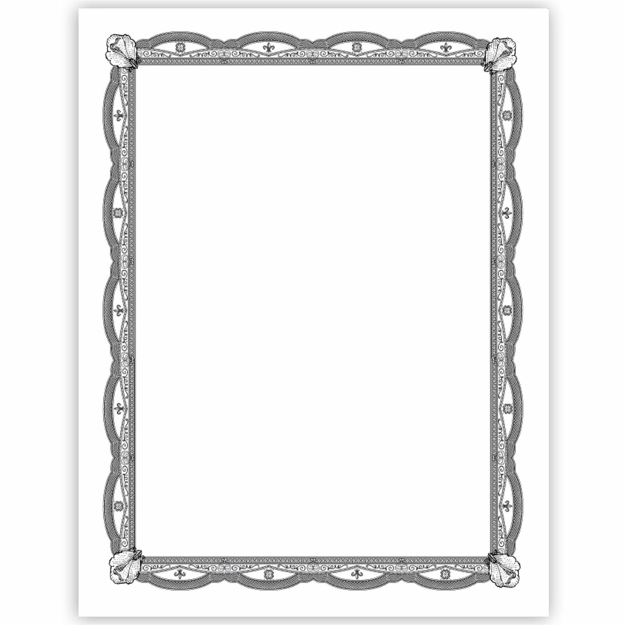 Geographics Silver Foil Award Certificates, 65 lb, 11" x 8.5", Assorted/Silver, Inkjet Compatible, Foil, 15 Pack