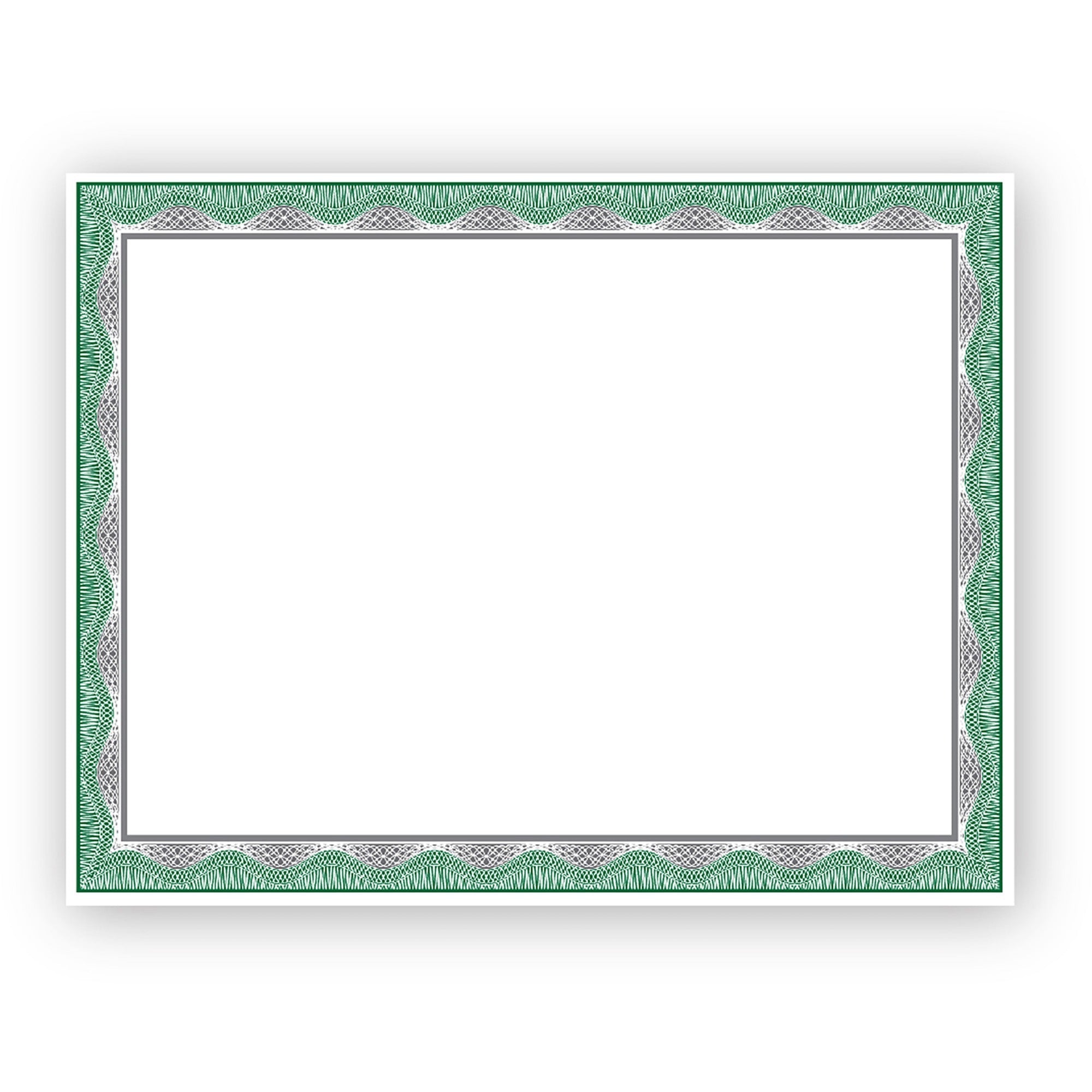 Geographics Silver Foil Award Certificates, 65 lb, 11" x 8.5", Assorted Colors (Green, Silver, White), Foil Material, Inkjet & Laser Compatible, 15 Pack