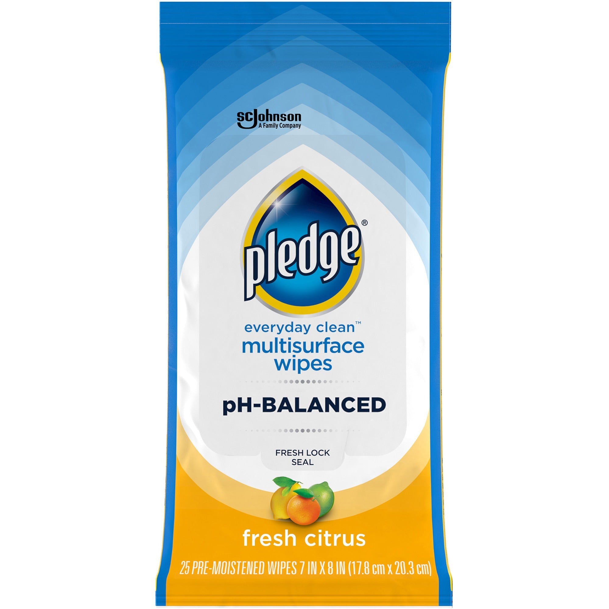 Fresh Citrus Scent - pH Balanced, Streak-free, Residue-free - Blue - 25/Packet - 1 Each