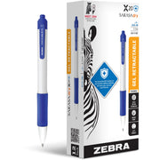 Zebra SARASA dry X20+ Gel Retractable Pen, 0.7 mm Medium Point, Blue Ink, White Plastic Barrel, Soft Latex Grip, Quick-Drying, 1 Dozen