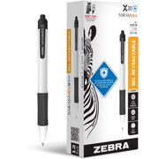 Zebra SARASA dry X20+ Gel Retractable Pen, 0.7 mm Medium Conical Point, Black Ink, White Plastic Barrel, Soft Latex Grip, Quick-Drying, 1 Dozen