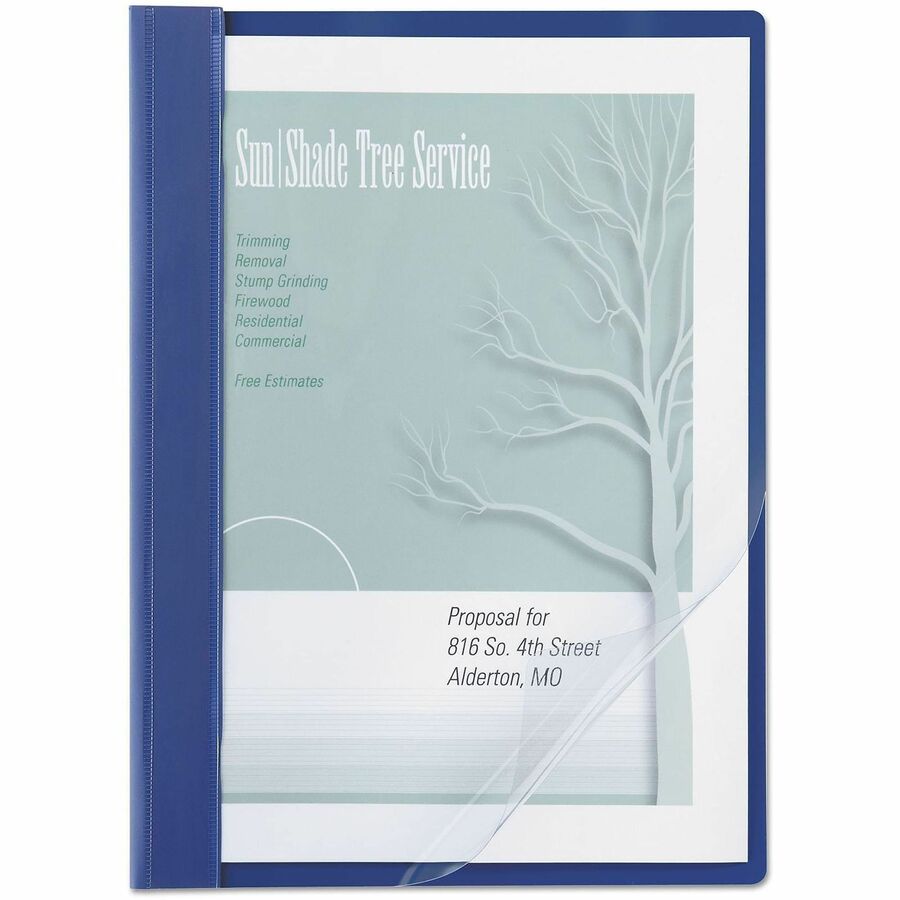 8 1/2" x 11" - 100 Sheets Capacity - Vinyl - Blue - Water Resistant - 0% Recycled - 10 / Pack