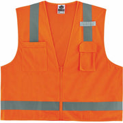 Ergodyne GloWear 8249Z Hi-Vis Surveyors Vest, 5X-Large, Orange, Zipper Closure, 4 Pockets, Polyester/Mesh, Reflective, Lightweight, Breathable, 1 Each