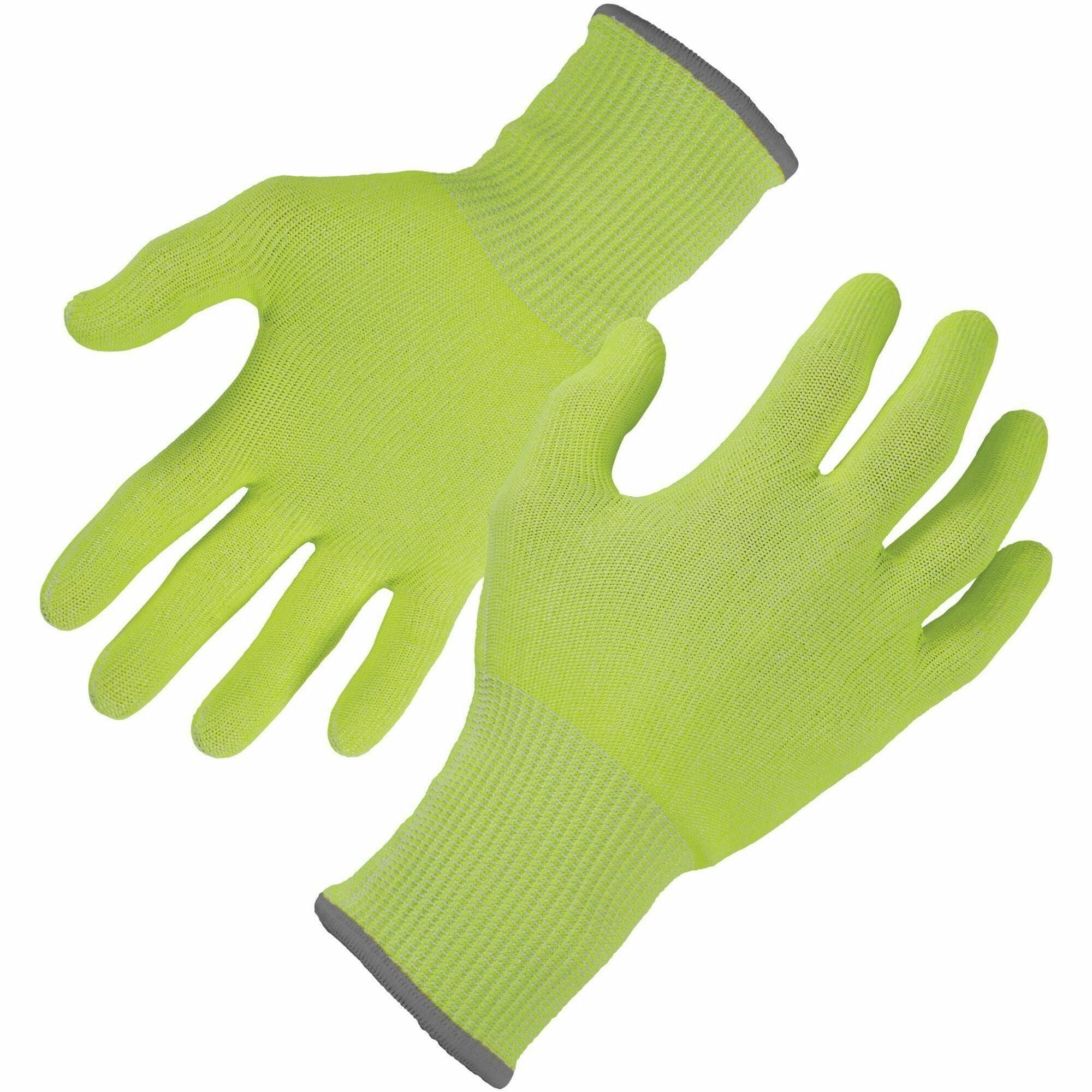 Ergodyne 7040 Cut-Resistant Food-Grade Gloves, Medium, 6.25" Length, Lime, HPPE Fiber, ANSI A4, EN388 Level 5, Breathable, Lightweight, High Visibility, 2 Pairs