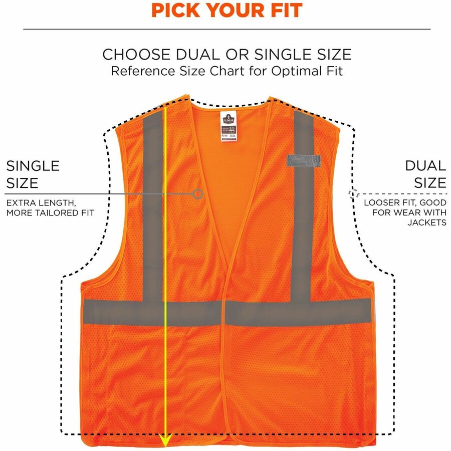 Ergodyne GloWear 8215BA Breakaway Mesh Safety Vest, 2X-Large, Orange, Polyester Mesh, ANSI Type R/Class 2, Hook & Loop Closure, 1 Pocket, Reflective Strap, Mic Tab, Lightweight, Breathable, 1 Each
