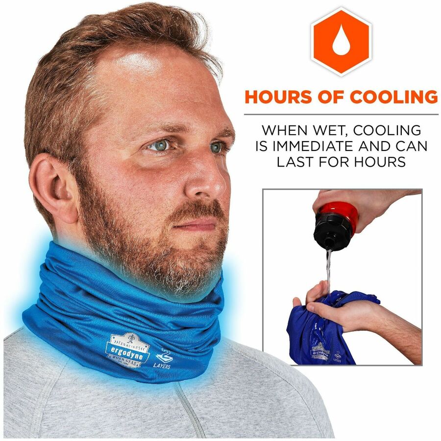 Ergodyne Chill-Its 6489 2-Layer Cooling Multi-Band, 2XL/3XL, Blue, Polyester/MicroFiber/Spandex, 1 Each