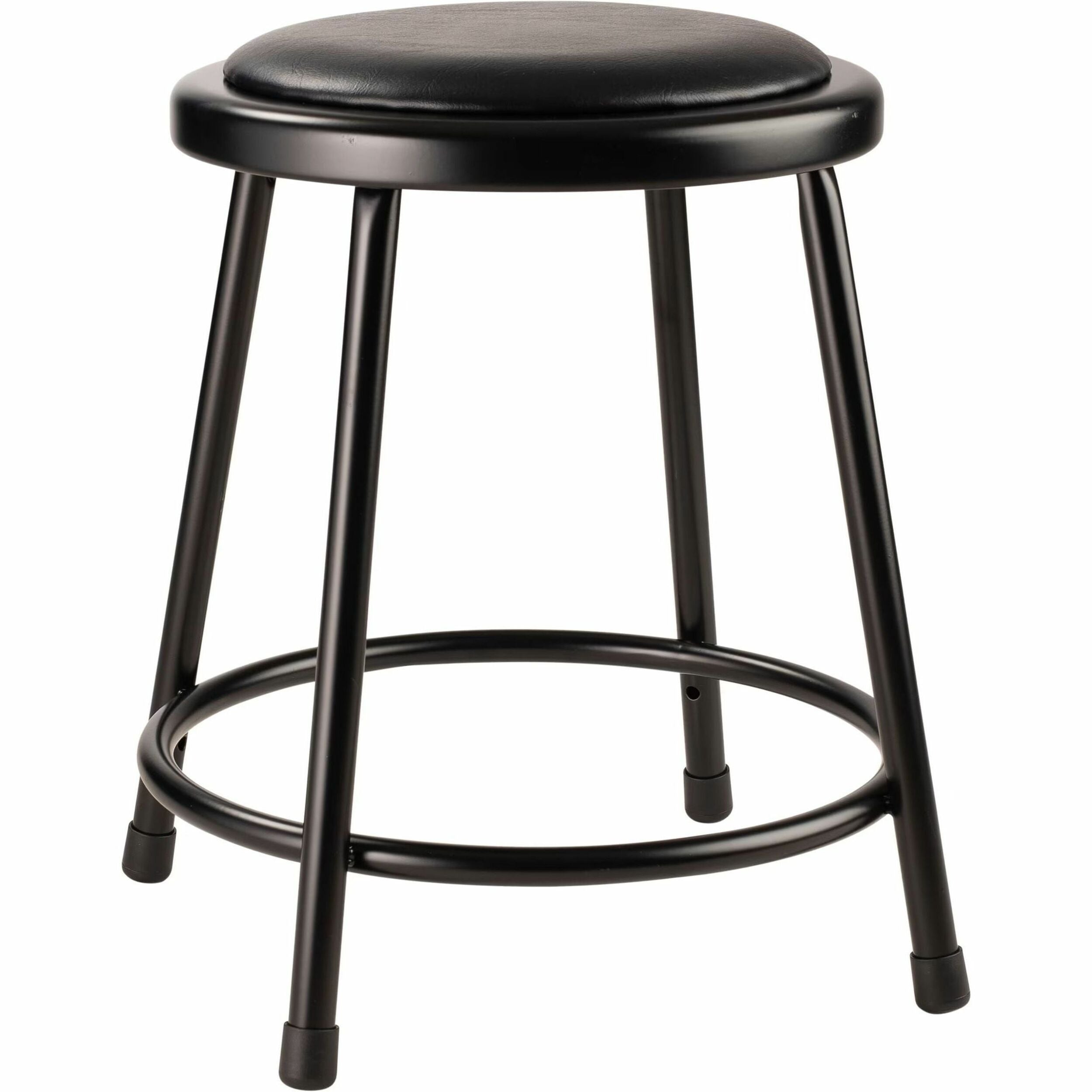 NPS® 18" Heavy Duty Vinyl Padded Steel Stool, Surface Color: Black, Frame Color: Black