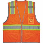 Ergodyne 8246Z 2-Tone High-Visibility Safety Vest, 5-Xtra Large, Zipper Closure, 6 Pockets, Polyester Mesh, Orange, Reflective Piping, Machine Washable, 1 Each