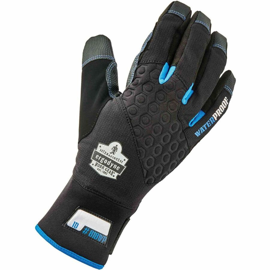 Ergodyne ProFlex 818WP Thermal Waterproof Work Gloves, Large, Black, 5" Length, Touchscreen Capable, Machine Washable, Windproof, Breathable, Reinforced Fingertip, 2 Pairs
