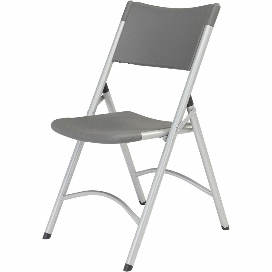 NPS® 600 Series Heavy Duty Plastic Folding Chair, Pack of 4, Surface Color: Charcoal Slate, Frame Color: Silver
