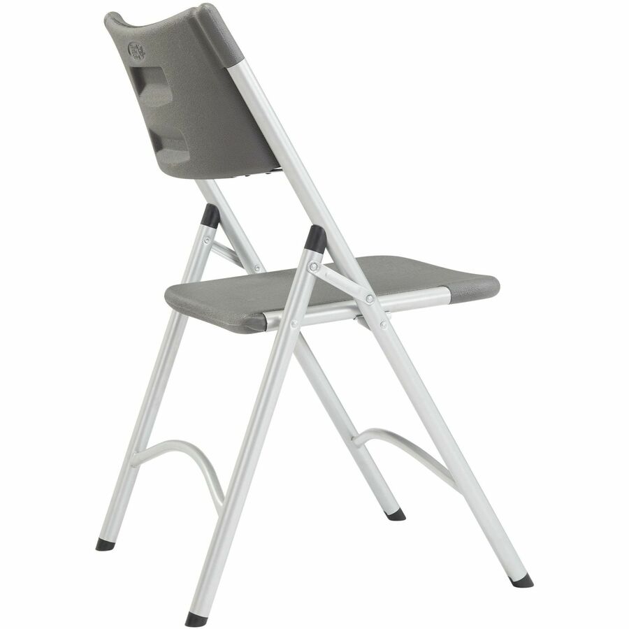 NPS® 600 Series Heavy Duty Plastic Folding Chair, Pack of 4, Surface Color: Charcoal Slate, Frame Color: Silver