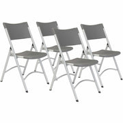NPS® 600 Series Heavy Duty Plastic Folding Chair, Pack of 4, Surface Color: Charcoal Slate, Frame Color: Silver