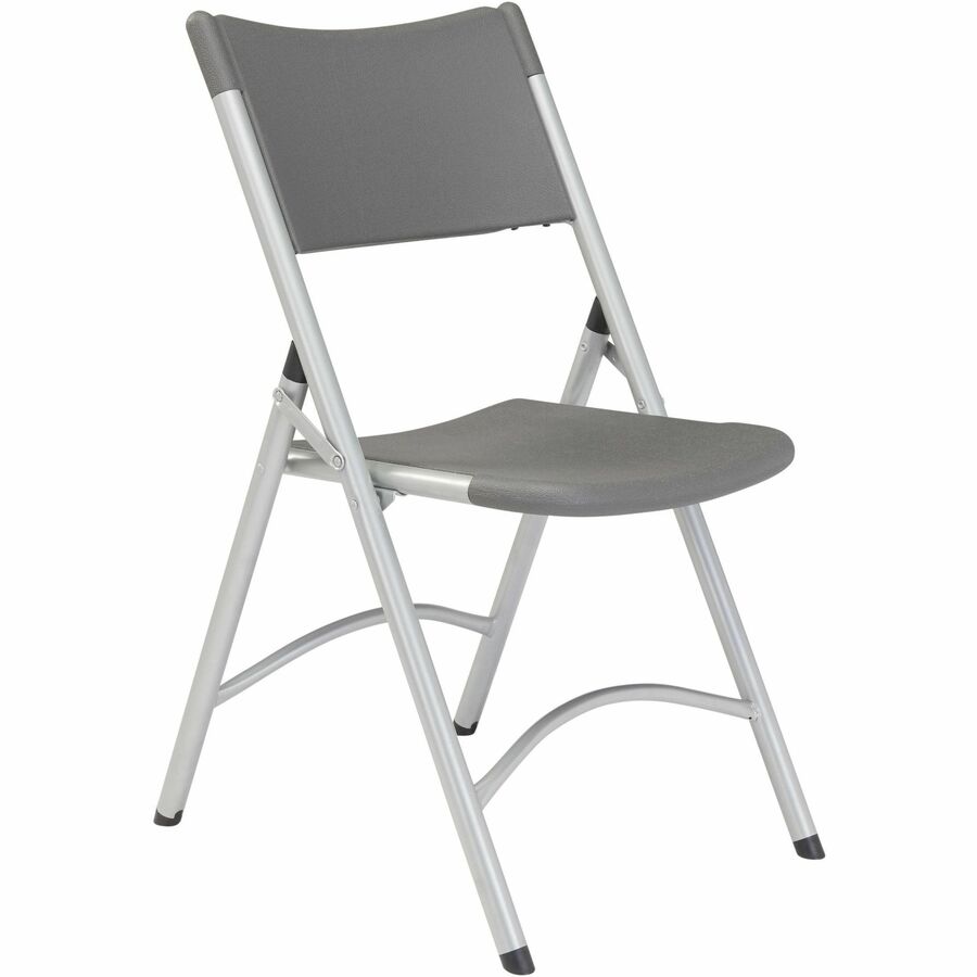 NPS® 600 Series Heavy Duty Plastic Folding Chair, Pack of 4, Surface Color: Charcoal Slate, Frame Color: Silver