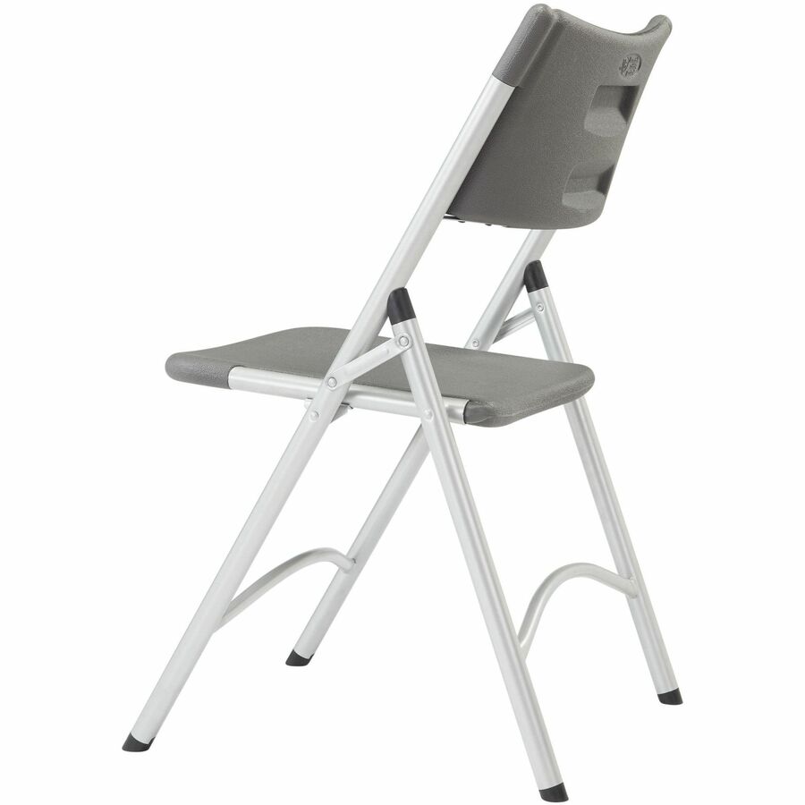 NPS® 600 Series Heavy Duty Plastic Folding Chair, Pack of 4, Surface Color: Charcoal Slate, Frame Color: Silver