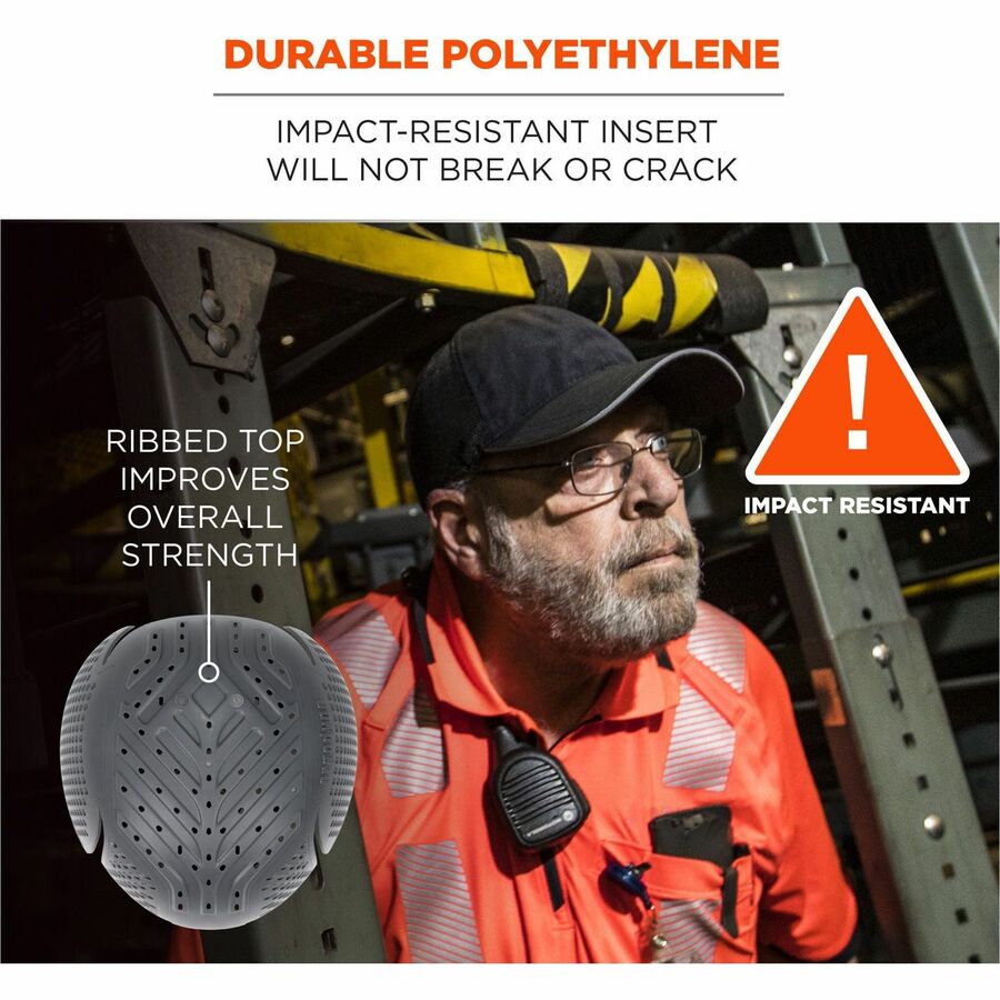 Recommended for: Mechanic, Baggage Handling, Factory, Industrial - Bump, Scrape, Bruise Protection - Polyethylene - Charcoal - Lightweight, Vented, Breathable, Impact Resistant, Durable, Comfortable, Padded - 1 Each
