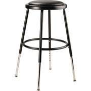 NPS® 19"-27" Height Adjustable Heavy Duty Vinyl Padded Steel Stool, Surface Color: Black, Frame Color: Black