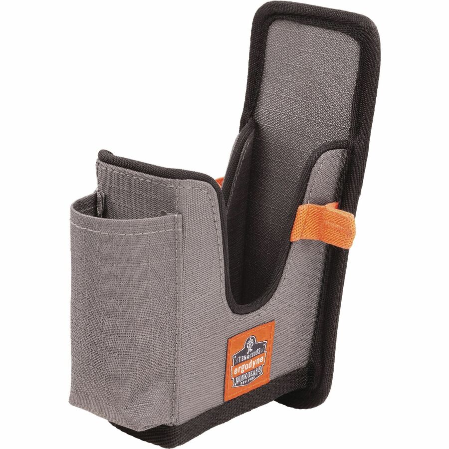Ergodyne Squids 5541 Rugged Holster Carrying Case, Small, Gray, Drop & Abrasion Resistant Ripstop Polyester, Belt Clip, 2 Pockets, 2 Elastic Loops, 7.3" x 2.6" x 4.3", 1 Each