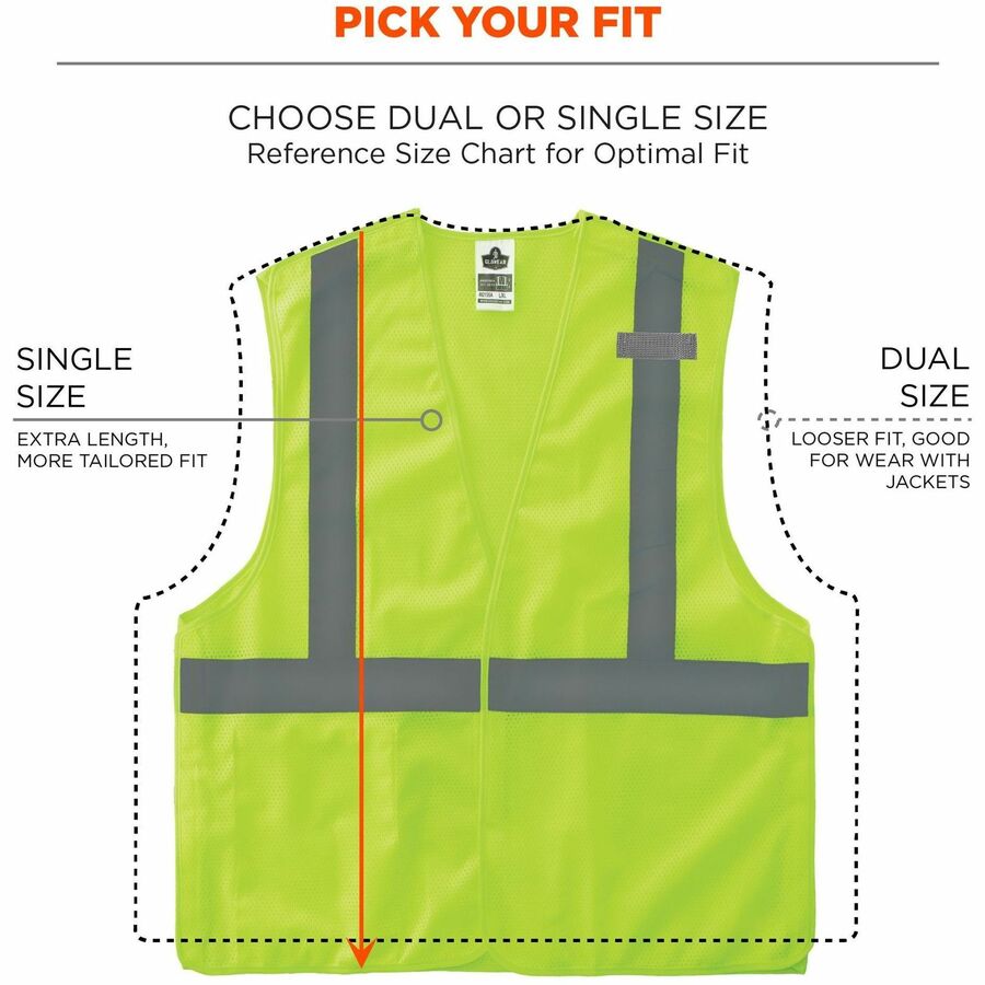 Ergodyne GloWear 8215BA Breakaway Mesh Safety Vest, Small, Lime, Polyester Mesh, Hook & Loop Closure, 1 Pocket, Reflective Strap, Mic Tab, Lightweight, Breathable, High Visibility, 1 Each