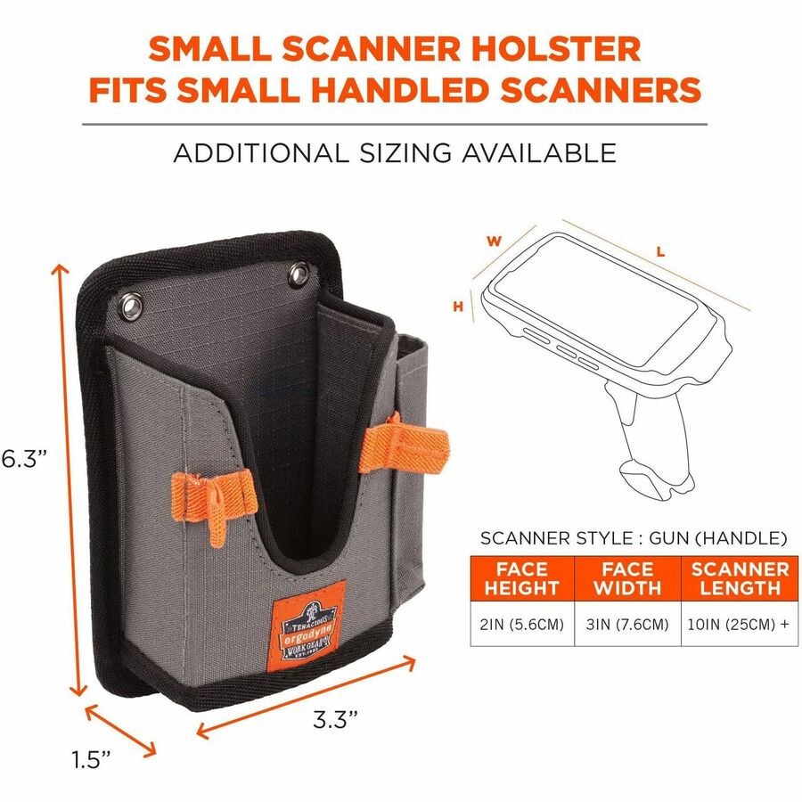 Ergodyne Squids 5543 Mounting Carrier, Gray, Polyester, Fits Bar Code Scanner, Tool, Mobile Computer, 1 Each