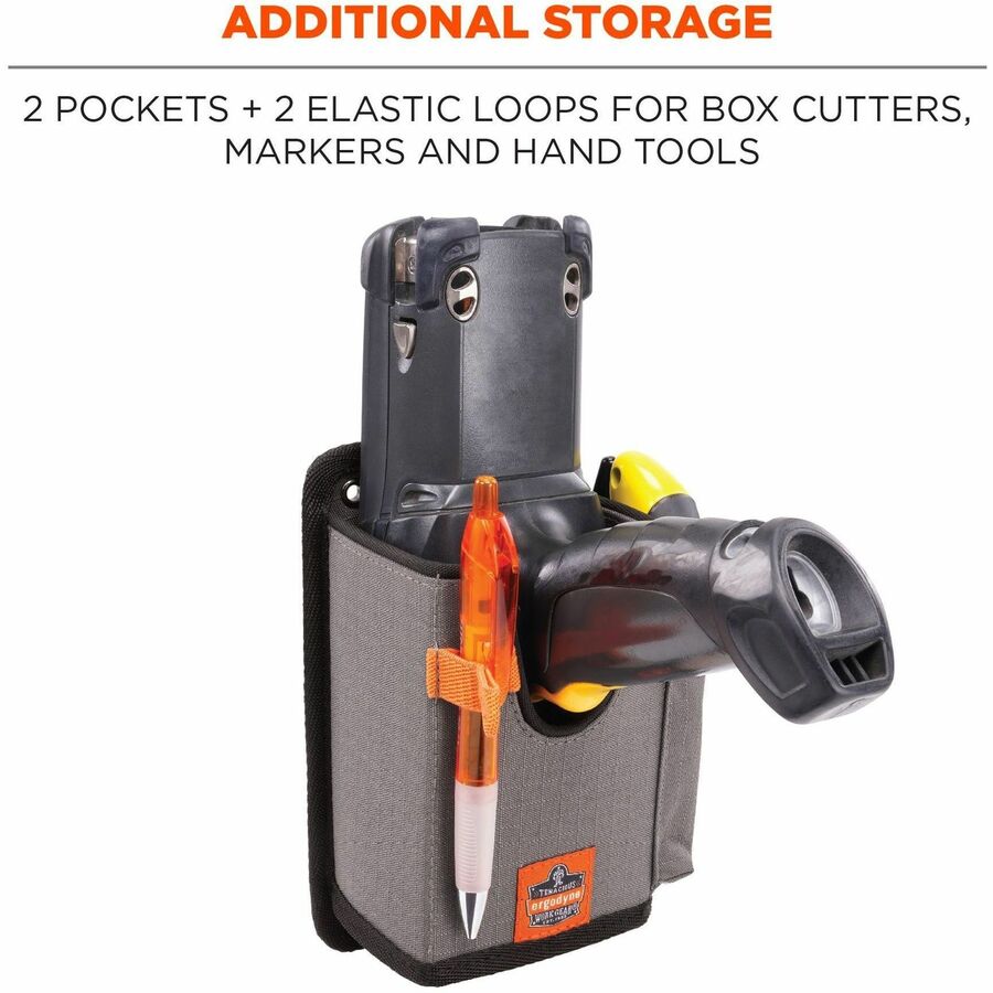 Ergodyne Squids 5543 Mounting Carrier, Gray, Polyester, Fits Bar Code Scanner, Tool, Mobile Computer, 1 Each