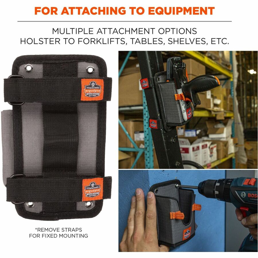 Ergodyne Squids 5543 Mounting Carrier, Gray, Polyester, Fits Bar Code Scanner, Tool, Mobile Computer, 1 Each