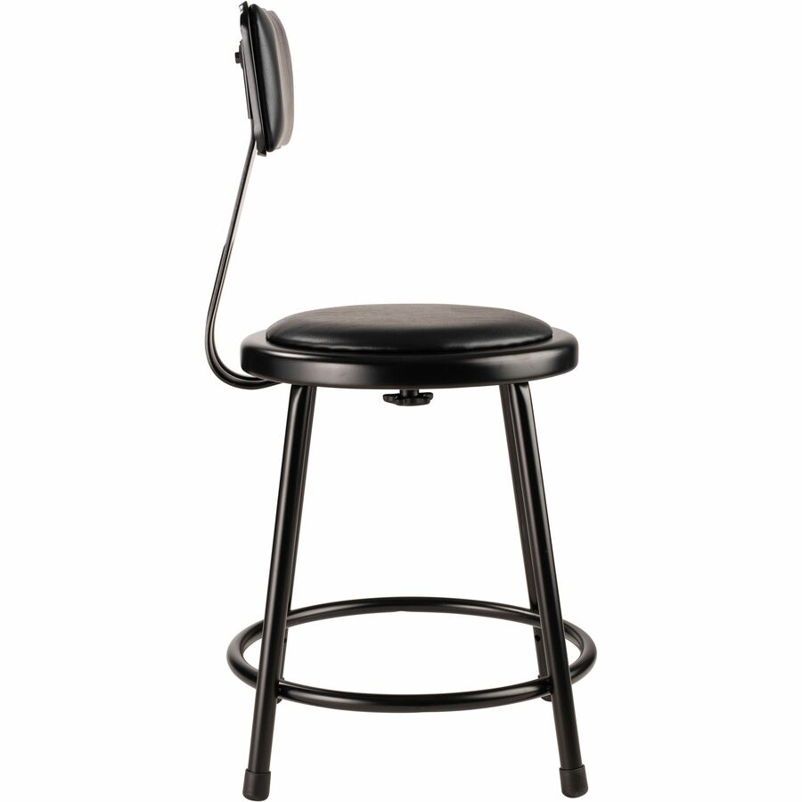 NPS® 18" Heavy Duty Vinyl Padded Steel Stool with Backrest, Surface Color: Black, Frame Color: Black