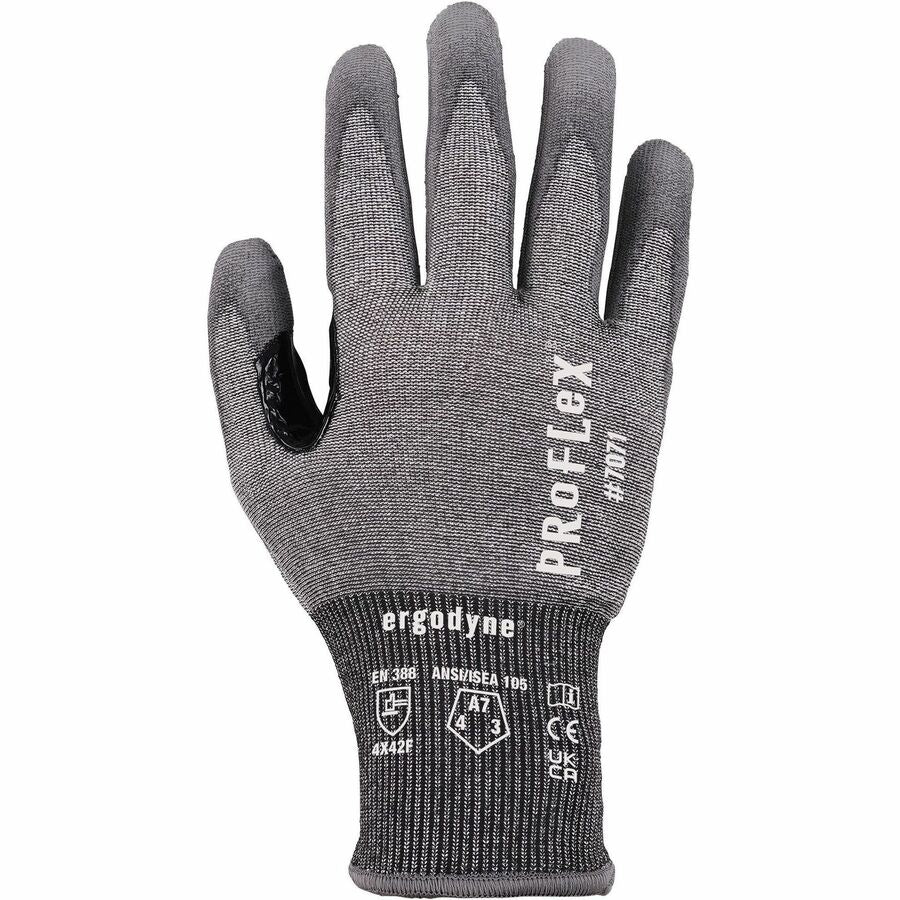 Ergodyne ProFlex 7071 PU-Coated Cut-Resistant Gloves, X-Large, Gray, HPPE, ANSI A7, 18-Gauge, Touchscreen Capable, Reinforced Thumb Saddle, Machine Washable, 2 Pairs per Pack