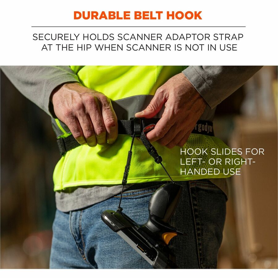 Ergodyne 3135 Barcode Scanner Belt + Hook, Adjustable, Large, Buckle Attachment, Black Polyester, 1 Each