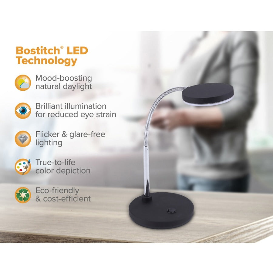 Bostitch Metal Gooseneck Desk Lamp, Black