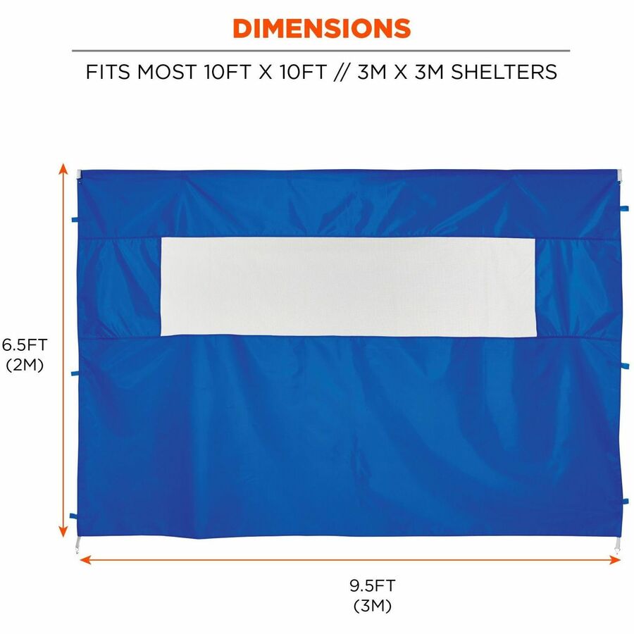 Ergodyne Heavy-Duty Tent Sidewall with Window, Water Repellent, Blue, 1 Each