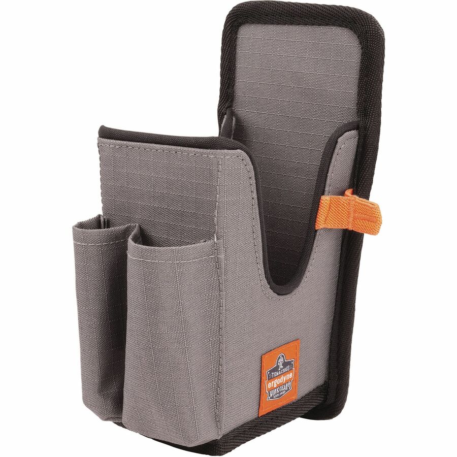 Ergodyne Squids 5541 Rugged Holster Carrying Case, Drop & Abrasion Resistant, Polyester Ripstop, Belt Clip, Large Size, Gray, 8.3" x 3.5" x 4.3", 1 Each