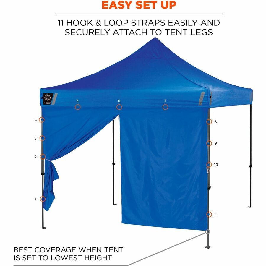 Ergodyne 6096 Pop-Up Tent Sidewall, Water Repellent, Blue, Polyester, 1 Each