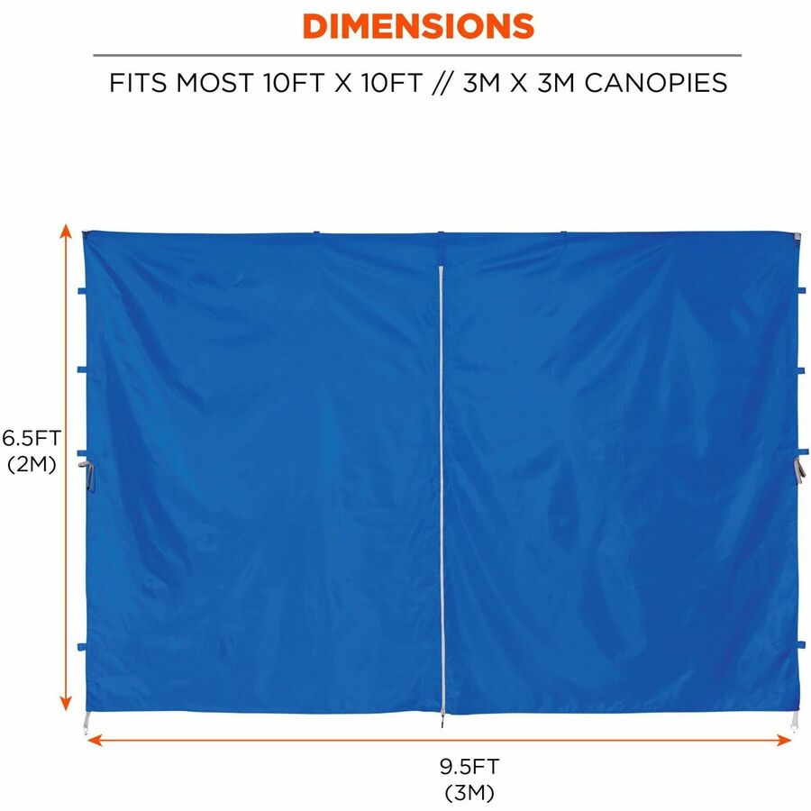 Ergodyne 6096 Pop-Up Tent Sidewall, Water Repellent, Blue, Polyester, 1 Each