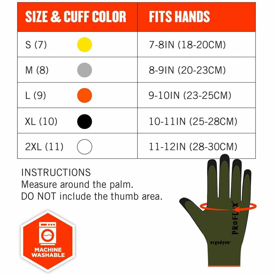 Ergodyne ProFlex 7042 Nitrile-Coated Cut-Resistant Gloves, X-Large, Green, Synthetic Fiber, Touchscreen Capable, Machine Washable, 18-Gauge, ANSI A4, 2 Pairs per Pack