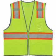 Ergodyne 8246Z 2-Tone High-Visibility Safety Vest, 3X-Large, Zipper Closure, 6 Pockets, Polyester Mesh, Lime, Reflective Piping, Machine Washable, 1 Each