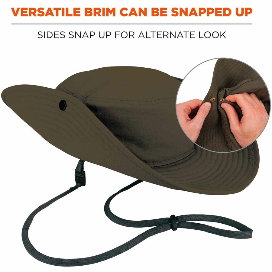 Ergodyne 8936 Lightweight Ranger Hat, Small/Medium, Polyester, Olive, 1 Each