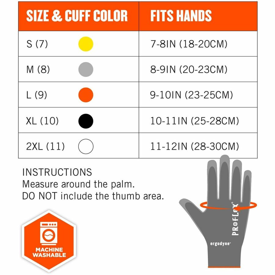 Ergodyne ProFlex 7044 PU-Coated Cut-Resistant Gloves, Medium, Gray, HPPE/Polyester, Polyurethane Palm, Touchscreen Capable, ANSI A4 Cut Level, 18-Gauge, 2 Pairs